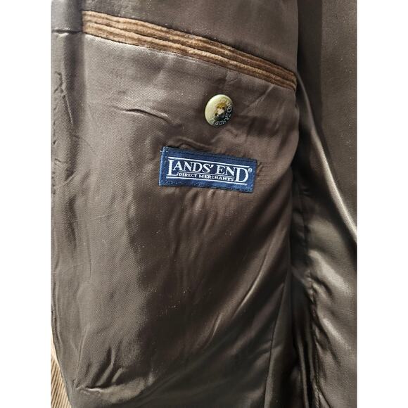 Vintage Lands' End Men Corduroy Blazer Sports Jacket Size 46 L Cotton Tan Brown - Picture 7 of 12